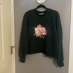 Woolrich x Target Sweatshirt Womens Large Green Floral Logo Crew Neck Fleece NWT